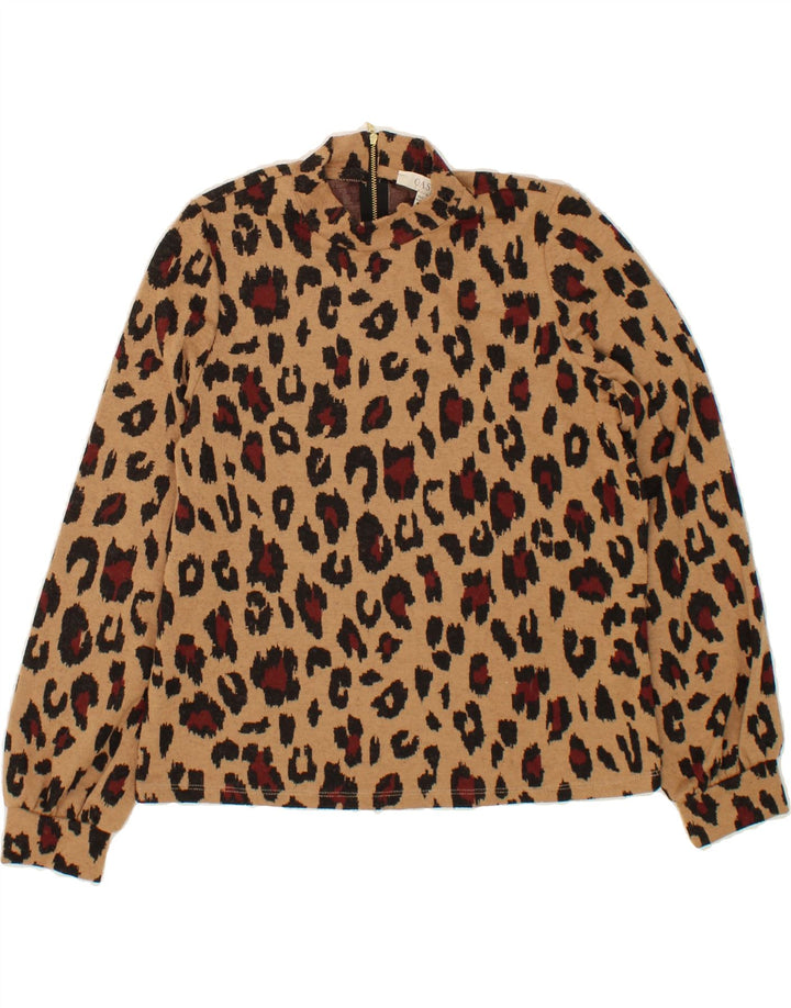 OASIS Womens Long Sleeve Blouse Top UK 14 Medium Brown Animal Print Vintage Oasis and Second-Hand Oasis from Messina Hembry 