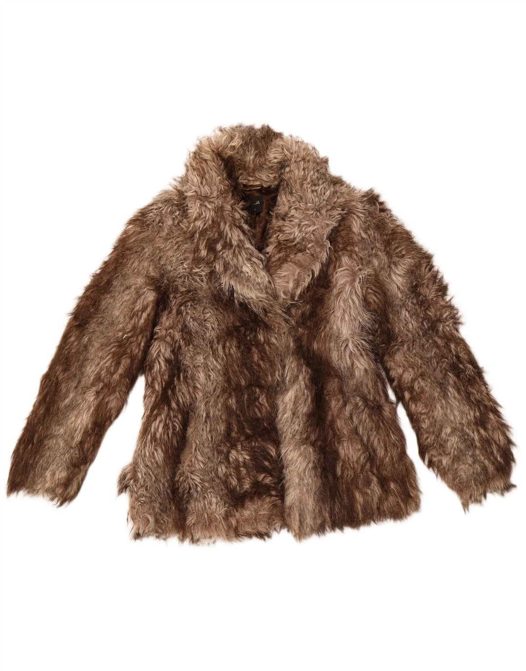 Damska kurtka ze sztucznego futra OASIS UK 10 w małe brązowe paski, akryl