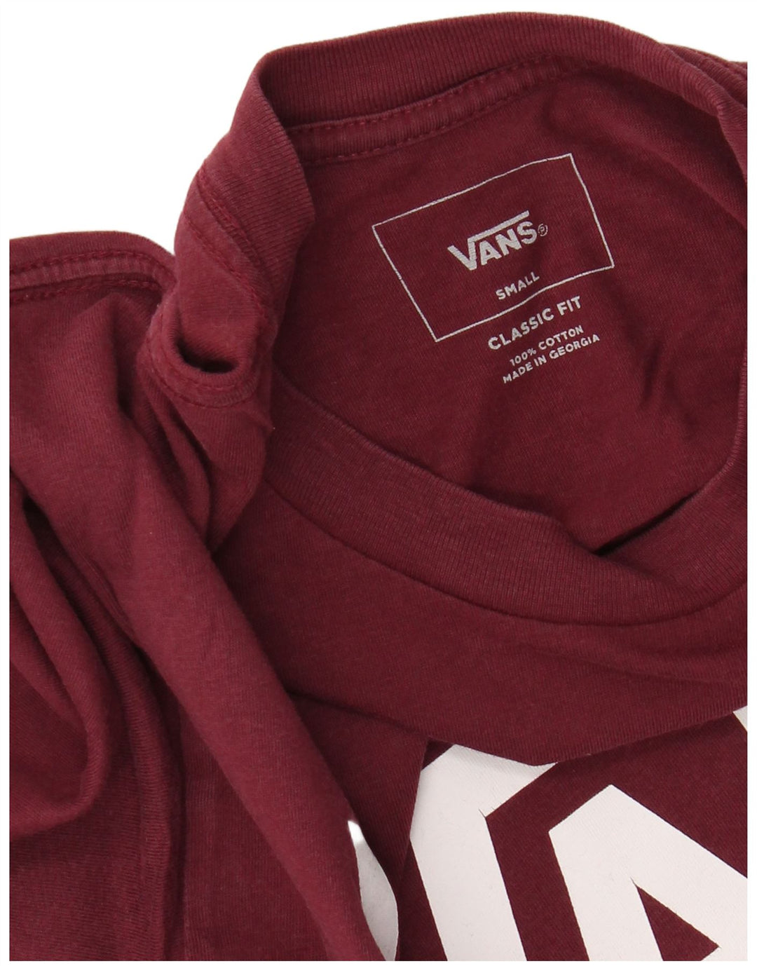 VANS Mens Classic Fit Graphic Top Long Sleeve Small Burgundy Cotton