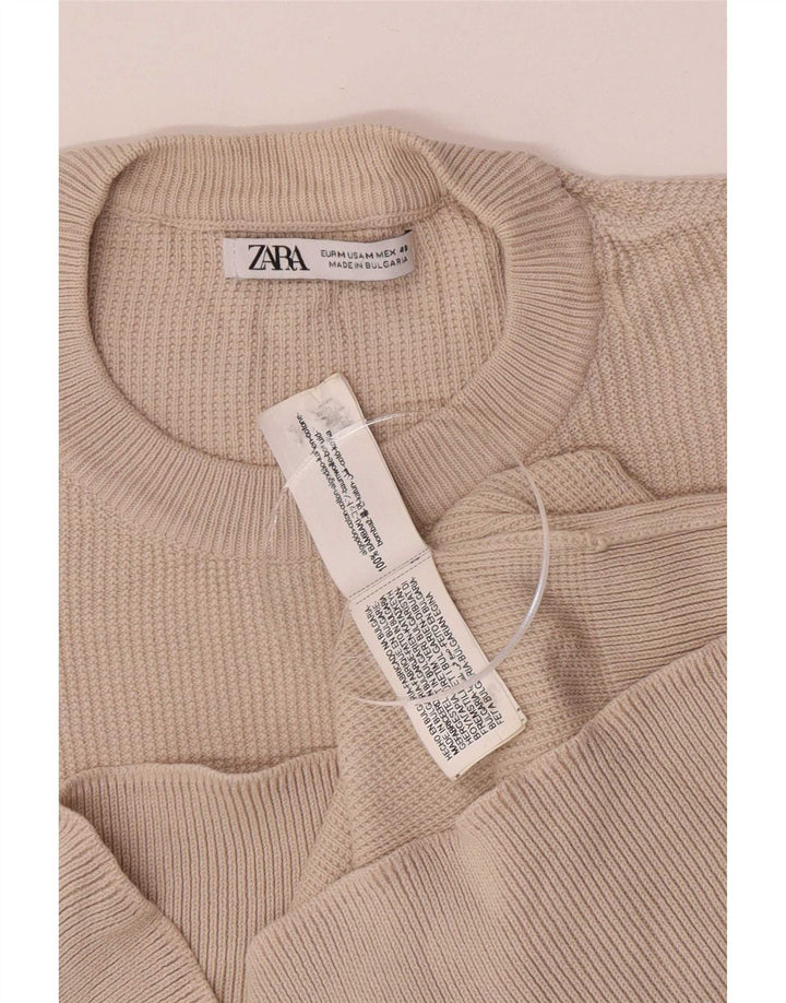 Męski sweter Zara z okrągłym dekoltem, średni beż