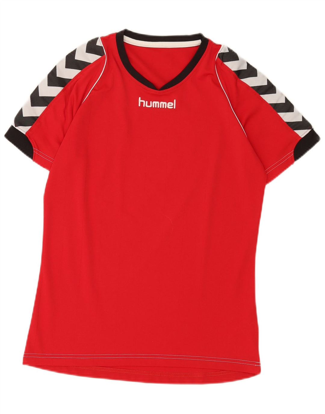 Męski T-shirt z grafiką Hummel, mały, czerwony, poliestrowy blok kolorów