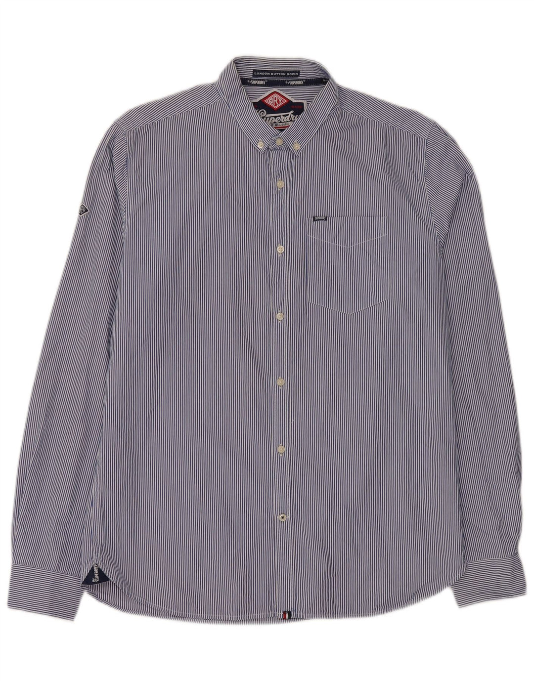 Koszula męska Superdry XL, niebieska, bawełniana w prążki