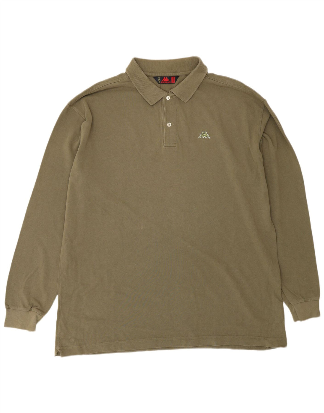 Męska koszulka polo Kappa z długim rękawem, bawełna khaki, 2XL