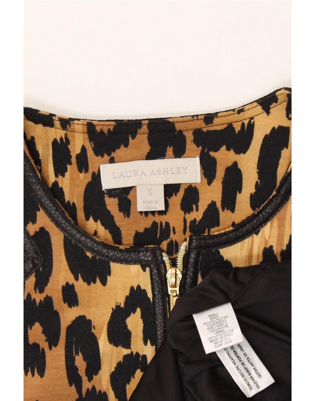 LAURA ASHLEY Womens Bomber Jacket UK 10 Small Brown Animal Print Polyester Vintage Laura Ashley and Second-Hand Laura Ashley from Messina Hembry 