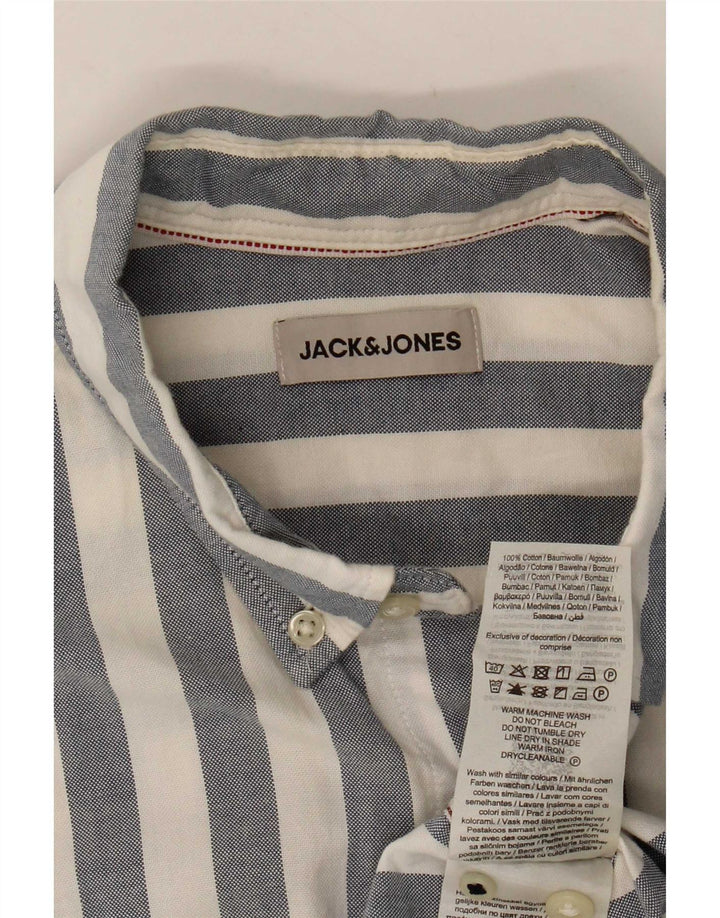 Koszula męska z krótkim rękawem Jack & Jones, bawełniana w średnie niebieskie paski