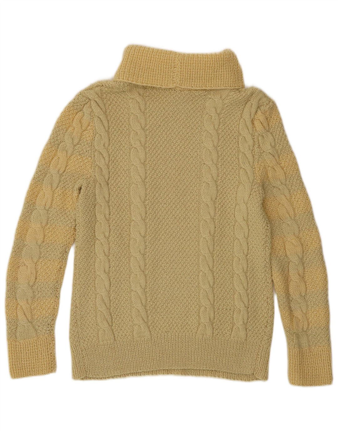 Sweter damski w stylu vintage z wywijanym dekoltem UK 10, mały żółty