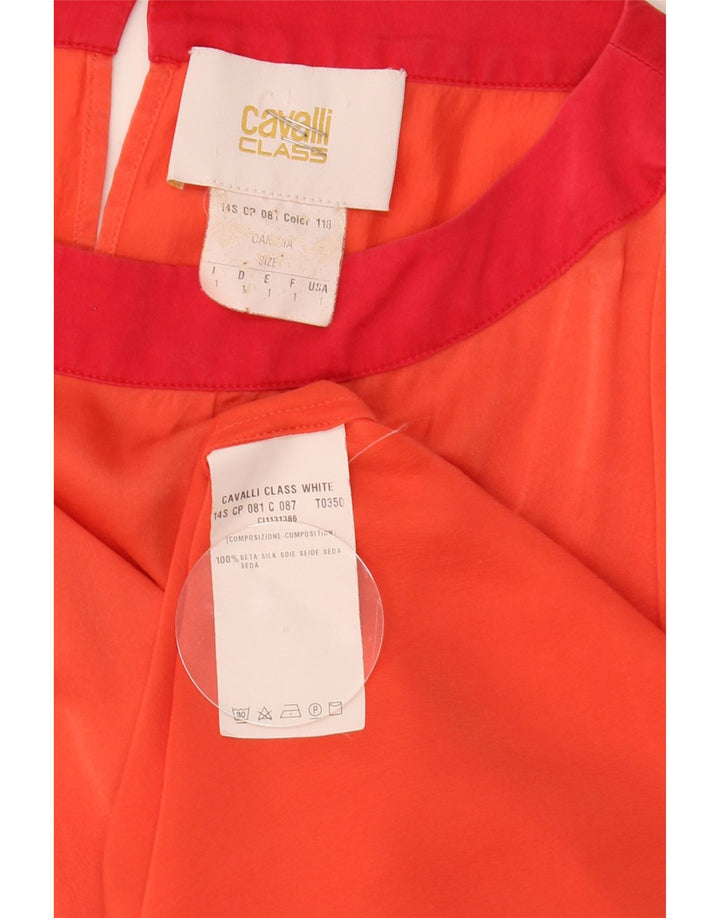 Damska bluzka oversize Cavalli Top US 1 XS Pomarańczowy jedwab w blokach kolorów