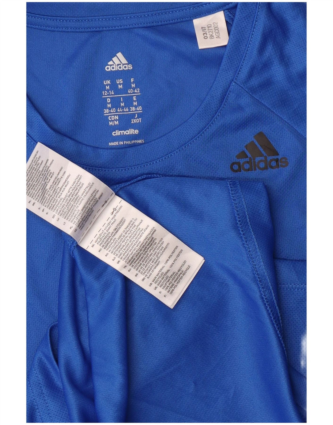 Damska koszulka Adidas Climalite Top UK 12/14 Średni niebieski poliester