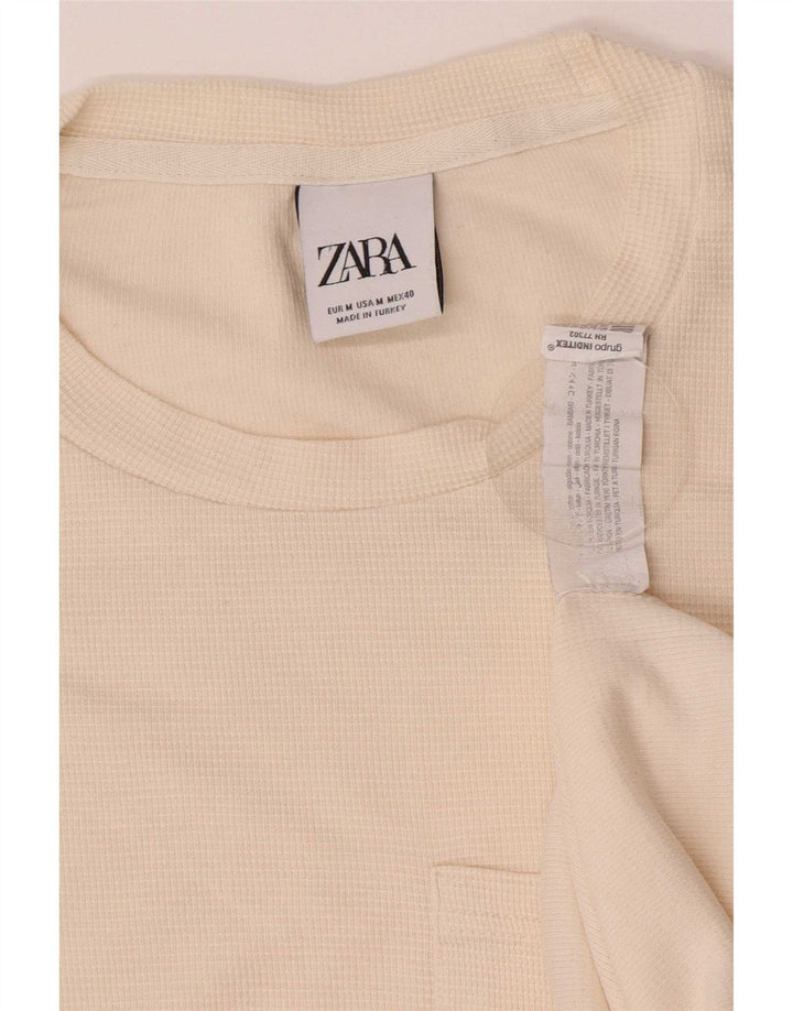 Męski top Zara z długim rękawem, średniej wielkości złamanej bieli, bawełniany