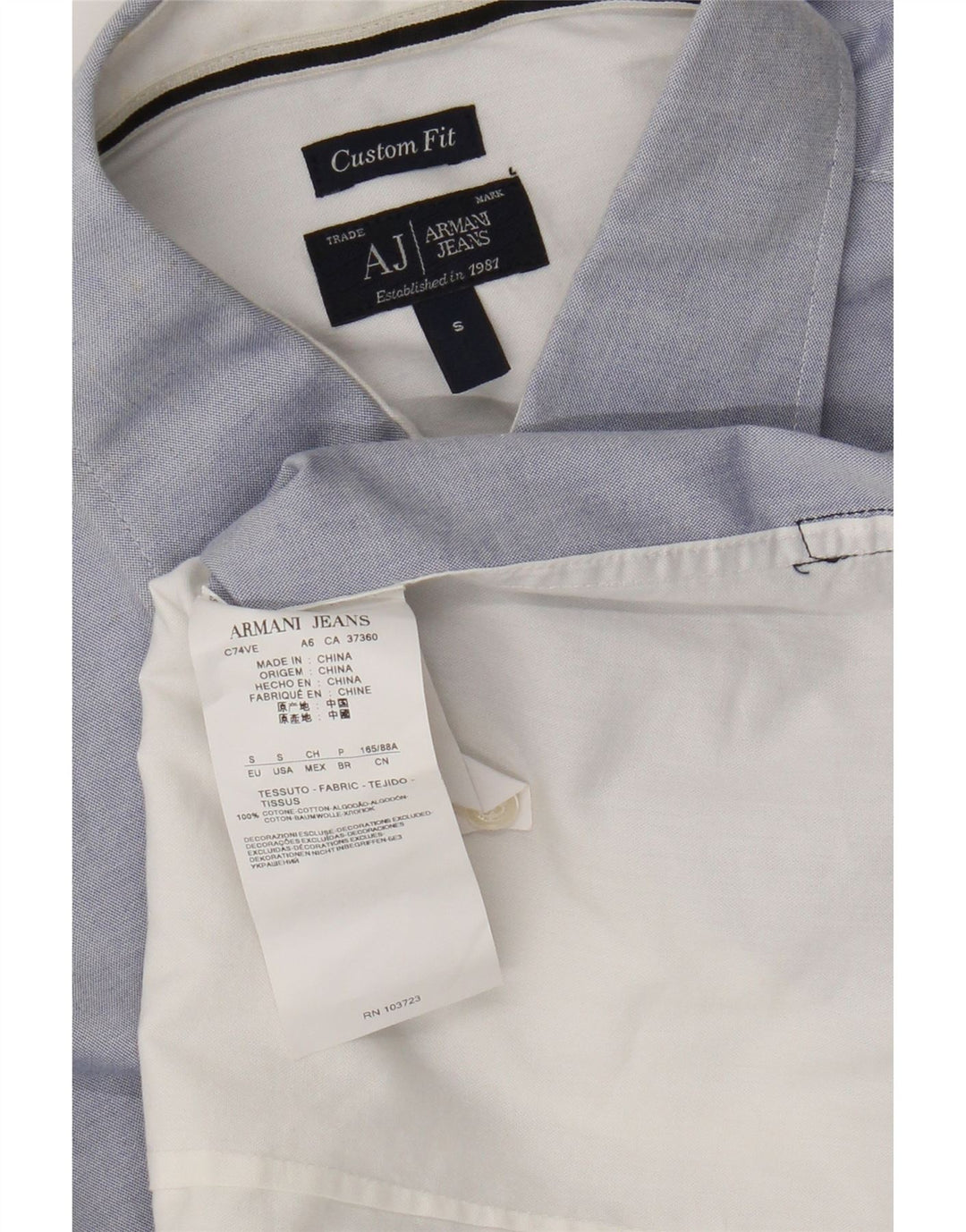 Armani Jeans Męska koszula o dopasowanym kroju, mała niebieska, bawełniana w bloki kolorów