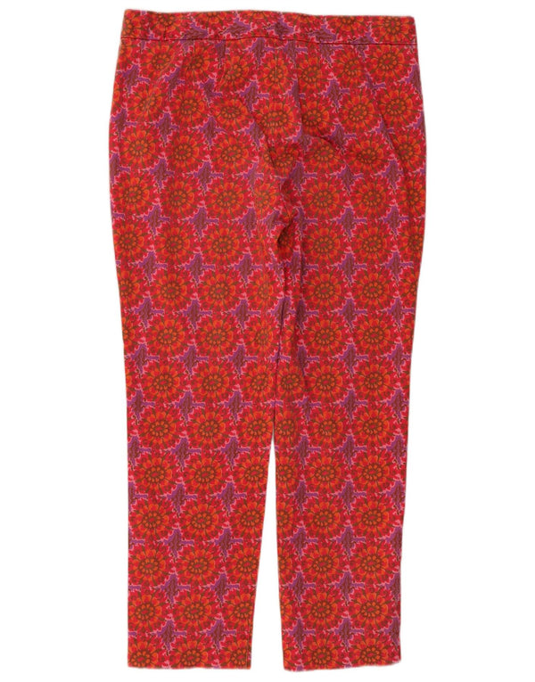 Spodnie damskie BODEN proste chino UK 14 duże W32 L26 różowe kwiaty