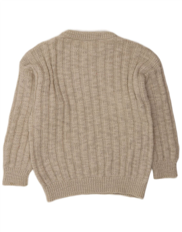 Męski sweter z okrągłym dekoltem VINTAGE, duży, beżowy