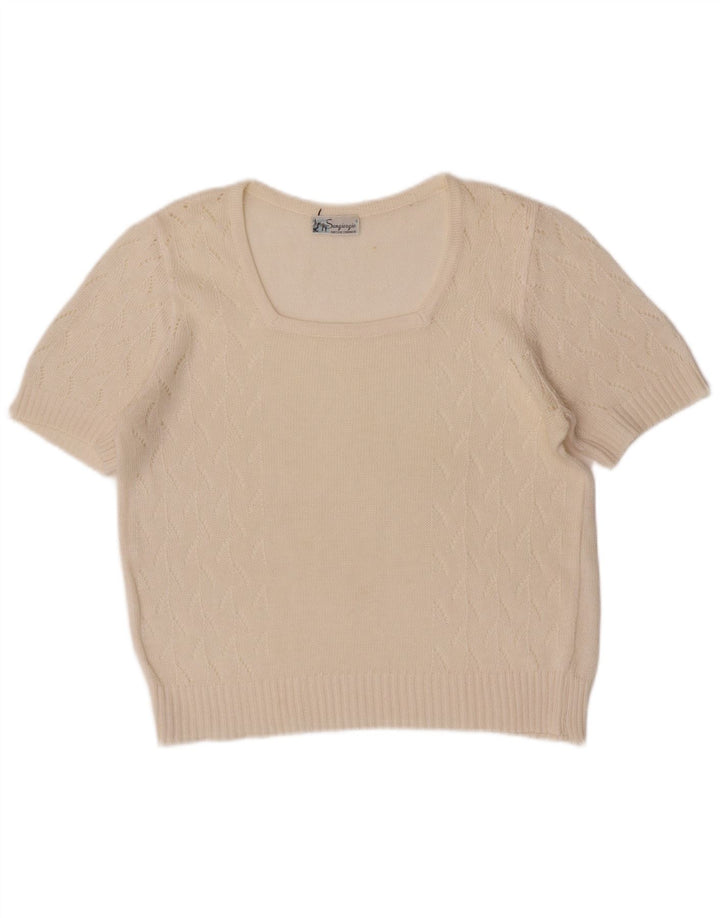 Damska bluzka z krótkim rękawem Sangiorgio Regular Top UK 14 Medium Off White