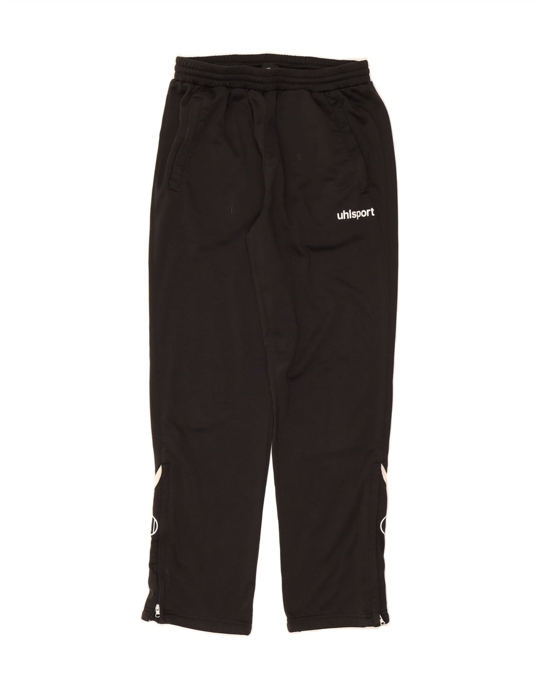 UHLSPORT Mens Graphic Tracksuit Trousers UK 38/40 Medium  Black Polyester Vintage Uhlsport and Second-Hand Uhlsport from Messina Hembry 
