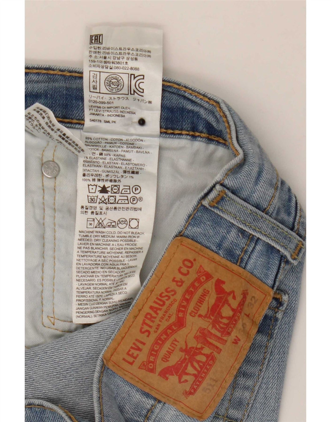 Męskie jeansy Levi's 511 Slim W36 L32 Niebieska bawełna
