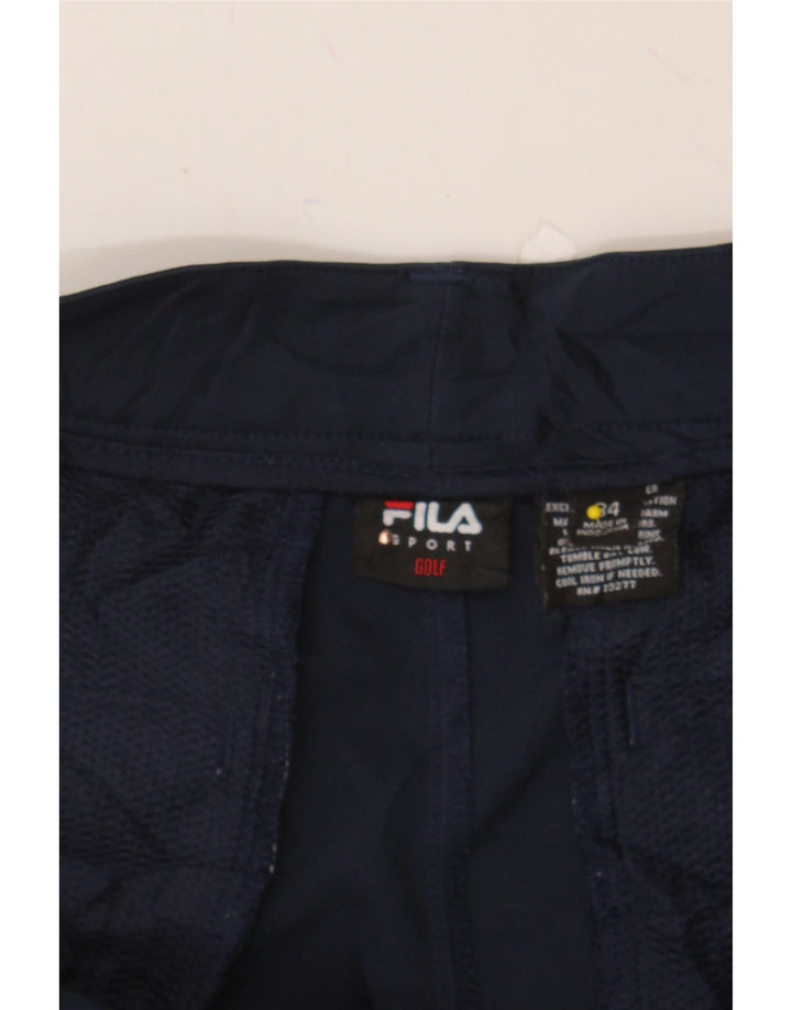 FILA Mens Chino Shorts W34 Large Navy Blue Polyester Vintage Fila and Second-Hand Fila from Messina Hembry 