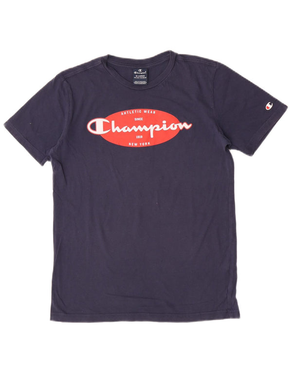 Chłopięcy T-shirt z grafiką Champion 13-14 lat XL, granatowy