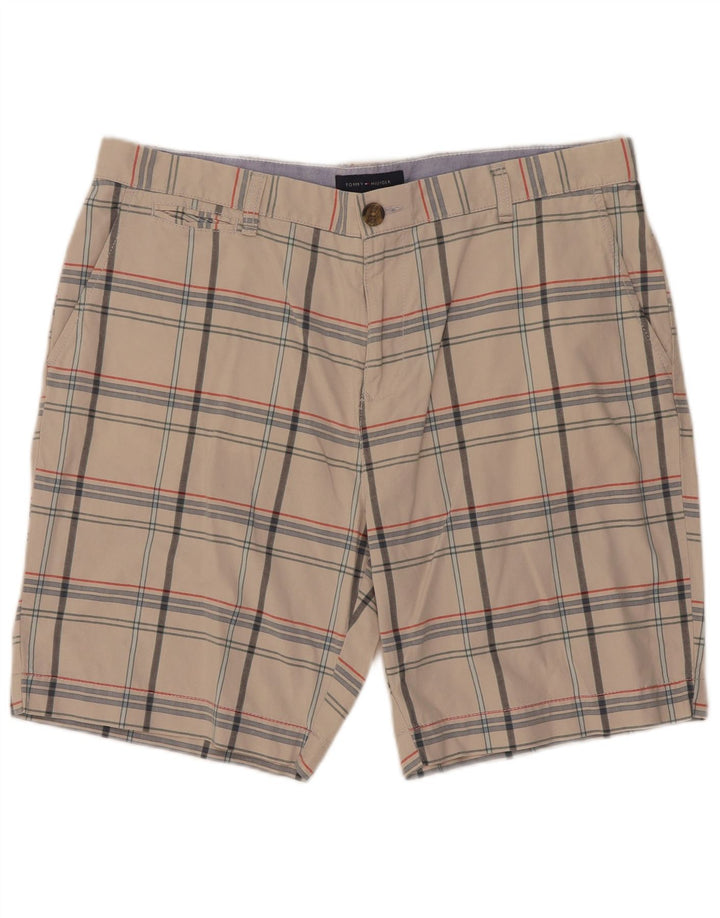 Męskie spodenki Chino Tommy Hilfiger W36, duże, bawełniane w kratkę w kolorze złamanej bieli