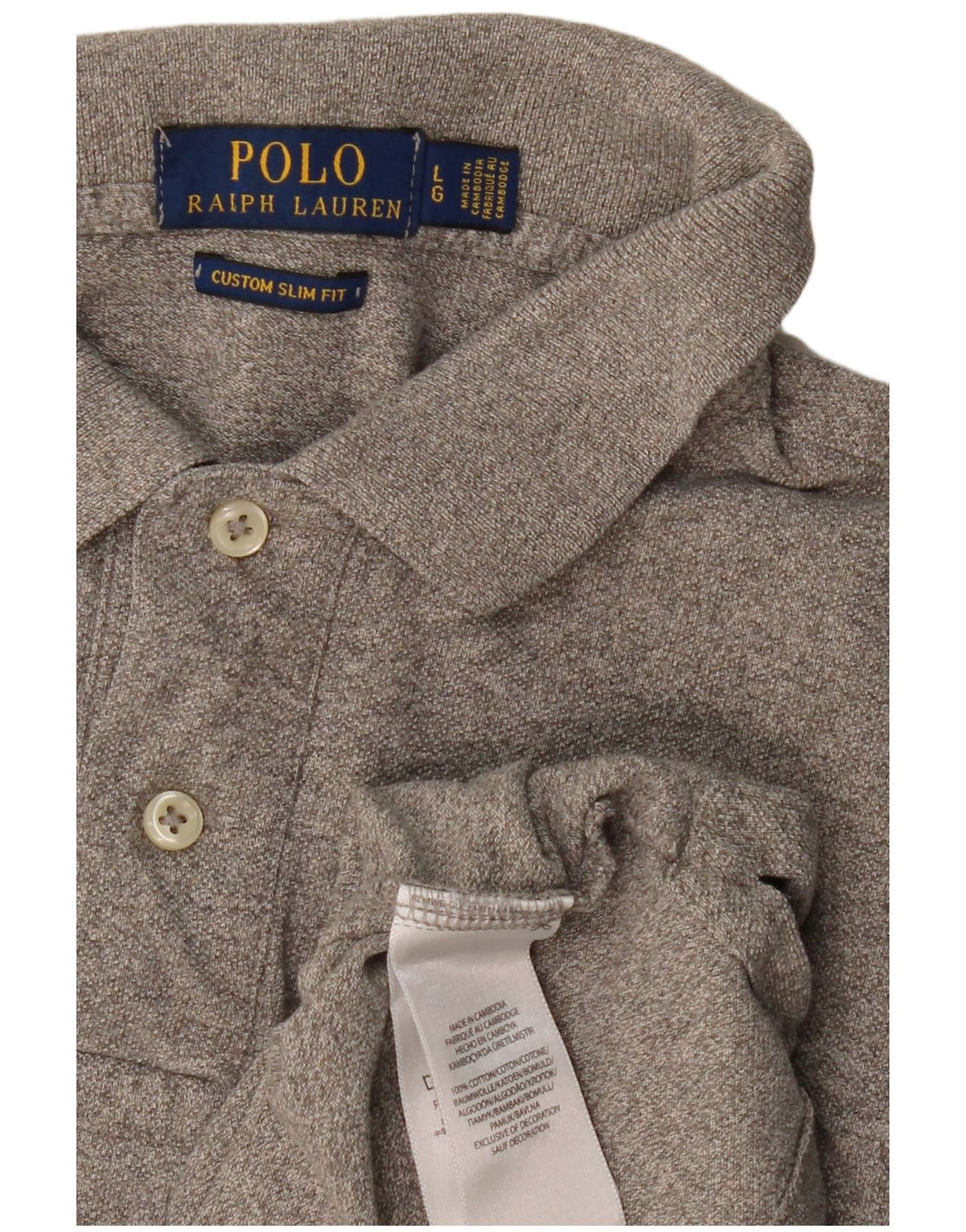 POLO RALPH LAUREN Męska koszulka polo slim fit, duża, szara, bawełniana