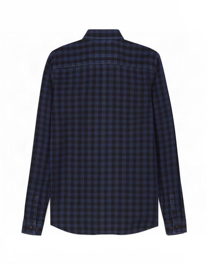 Męska koszula robocza Jack & Jones, mała, granatowa, bawełniana w kratkę
