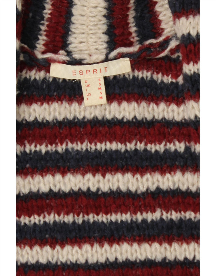 Damski sweter oversize Esprit Crop Cardigan UK 10 w małe bordowe paski