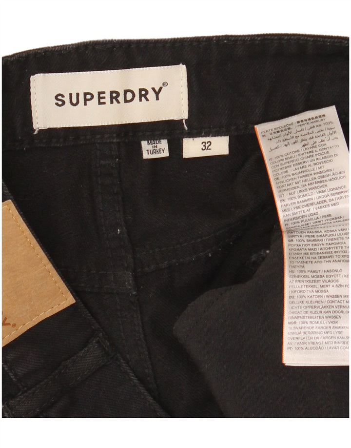 Damskie spodenki jeansowe Superdry z wysokim stanem W32, duże, czarne, bawełniane