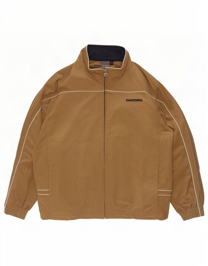 Diadora Męska welurowa kurtka dresowa 2XL Beżowy poliester w paski