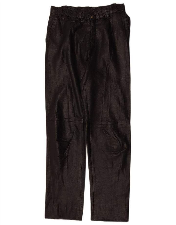 Vintage damskie proste skórzane spodnie W28 L28 czarne