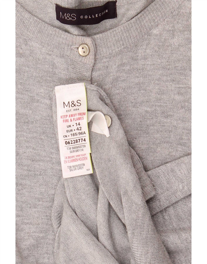 Marks & Spencer Damski sweter rozpinany UK 14, duży, szary, nakrapiany wiskoza