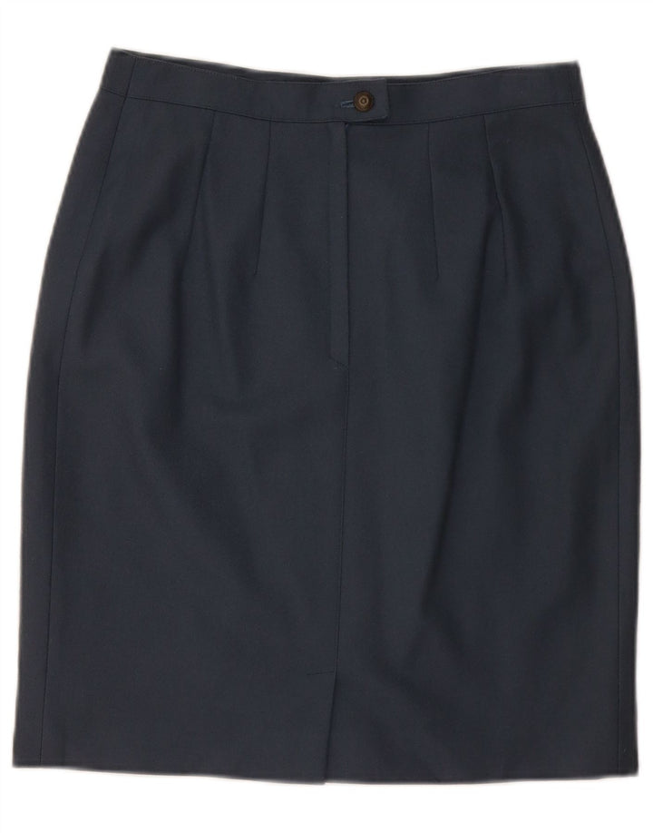 VINTAGE Damska Spódnica Ołówkowa Średnia W28 Granatowa Wełna