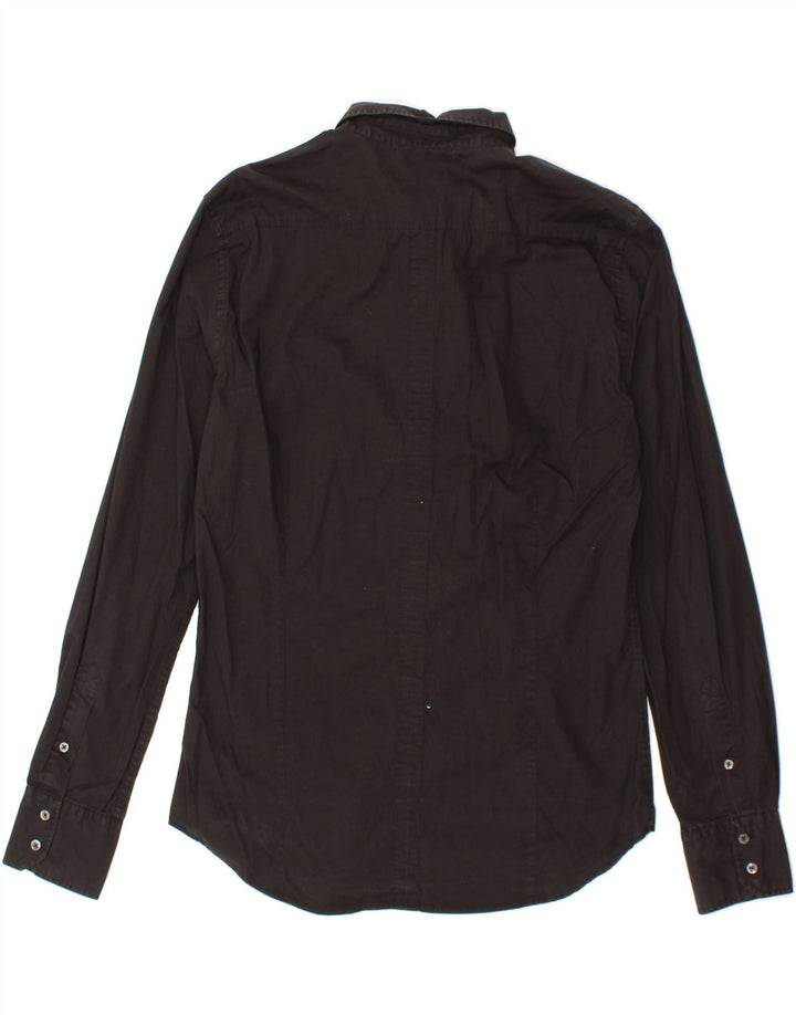 GUESS Mens Stretch Shirt Medium Black Cotton Vintage Guess and Second-Hand Guess from Messina Hembry 