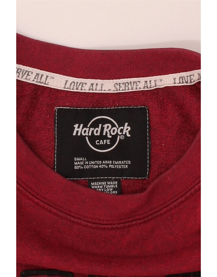 HARD ROCK CAFE Womens Oversized Sweatshirt Jumper UK 10 Small Burgundy Vintage Hard Rock Cafe and Second-Hand Hard Rock Cafe from Messina Hembry 