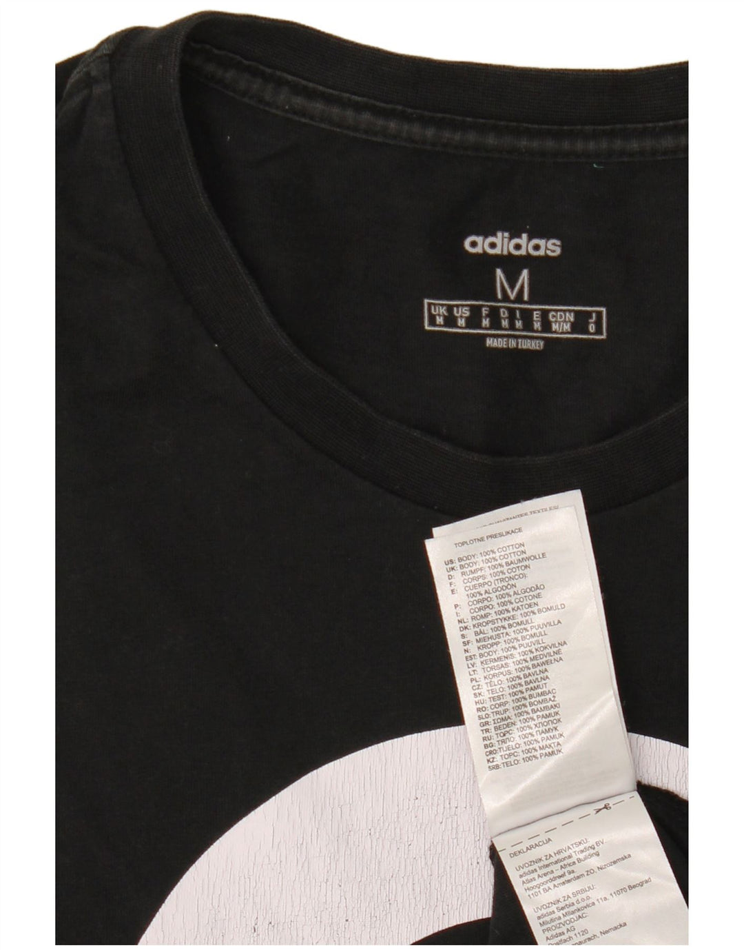 Męska koszulka z grafiką Adidas, średnia, czarna bawełna
