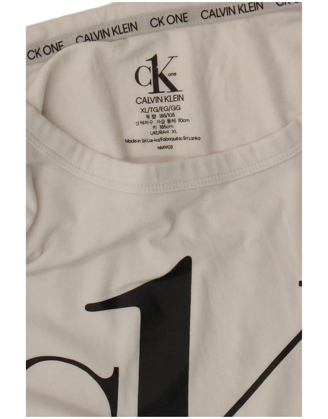Męski T-shirt z grafiką Calvin Klein, XL, biały