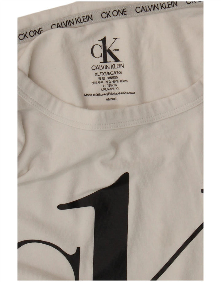 Męski T-shirt z grafiką Calvin Klein, XL, biały