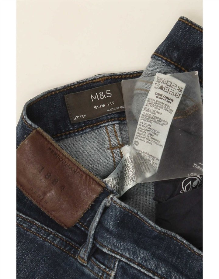 Marks & Spencer Męskie jeansy slim W32 L31 Niebieskie bawełniane