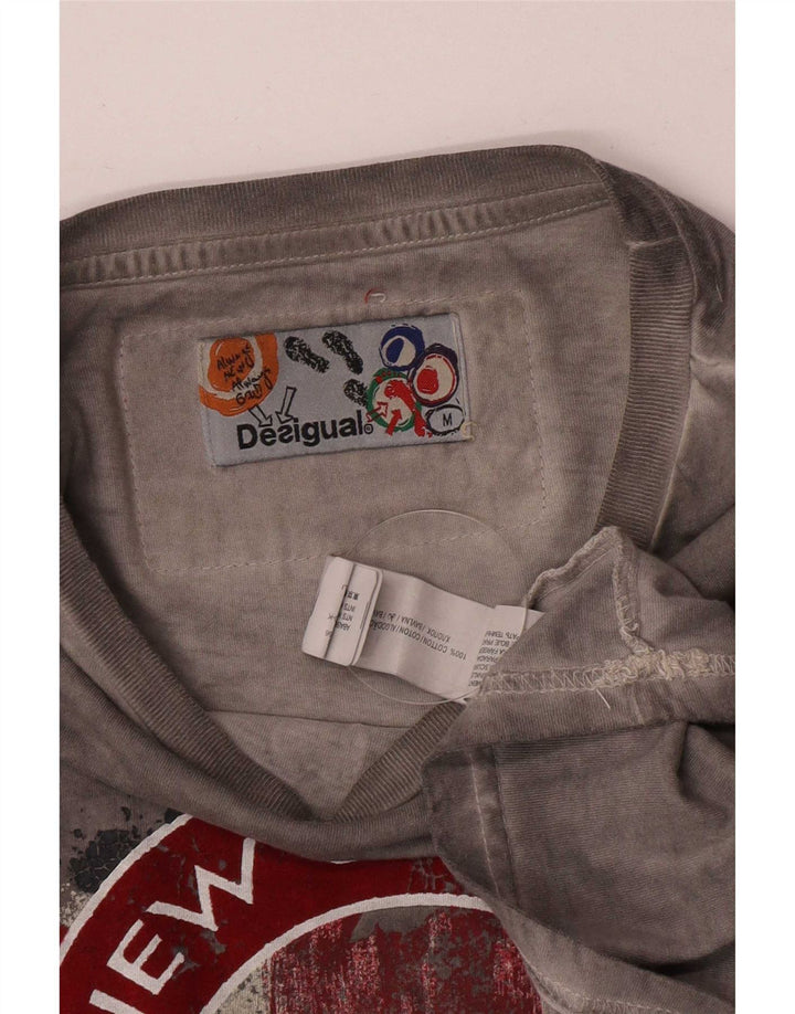 Męska koszulka z grafiką Desigual Top, średnioszara, bawełniana