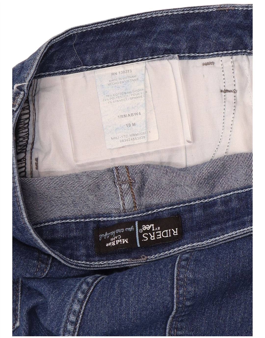 Damskie jeansy Lee Riders Mid Rise Capri US 10 Large W32 L21 Niebieska bawełna