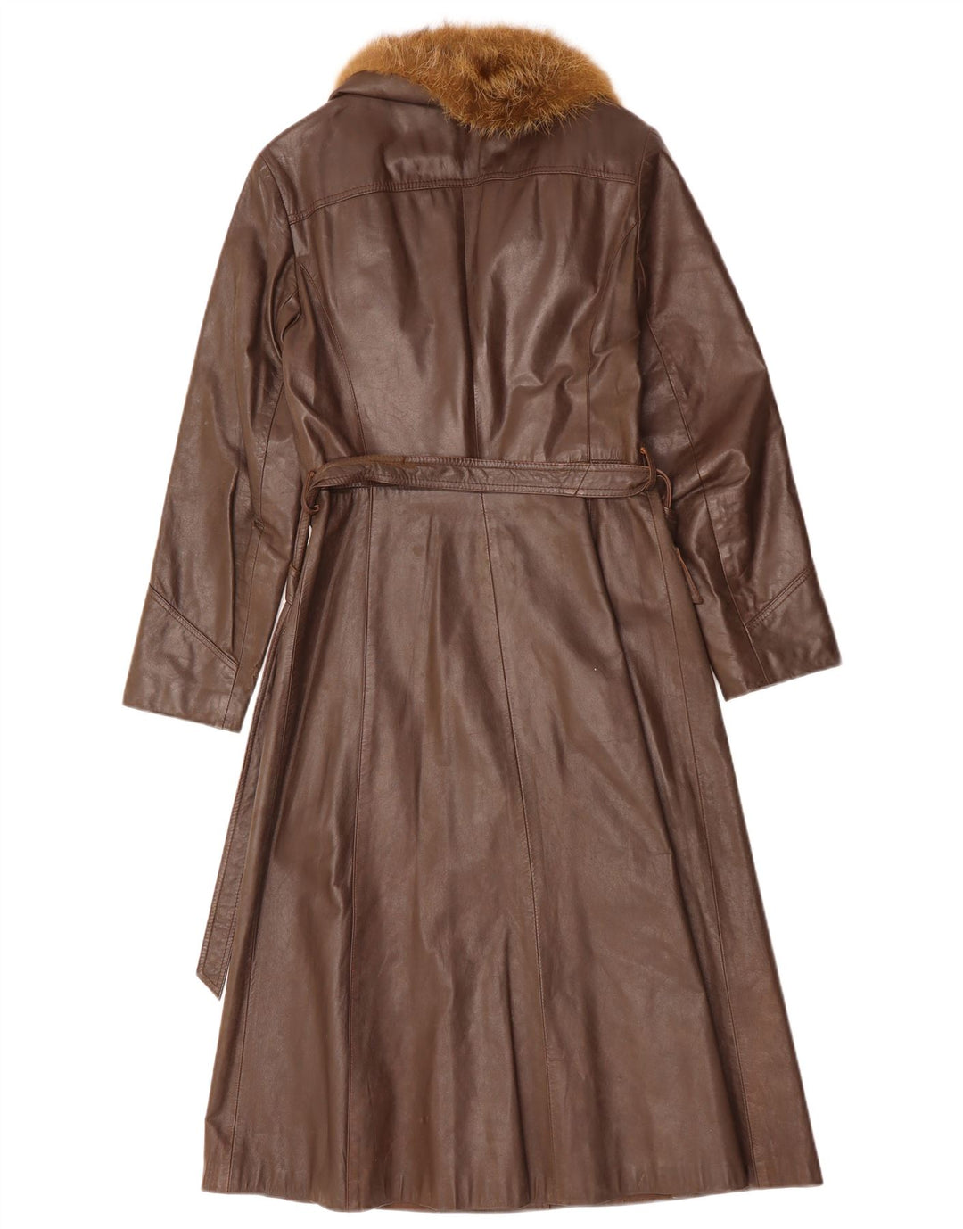 Damski płaszcz skórzany VINTAGE UK 12 Średni brązowy skórzany