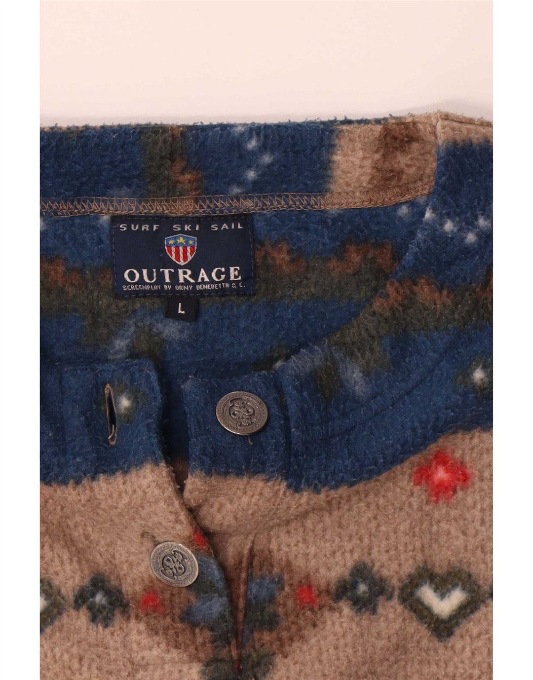 Męski sweter polarowy w stylu vintage, duży, wielokolorowy, poliester Fair Isle