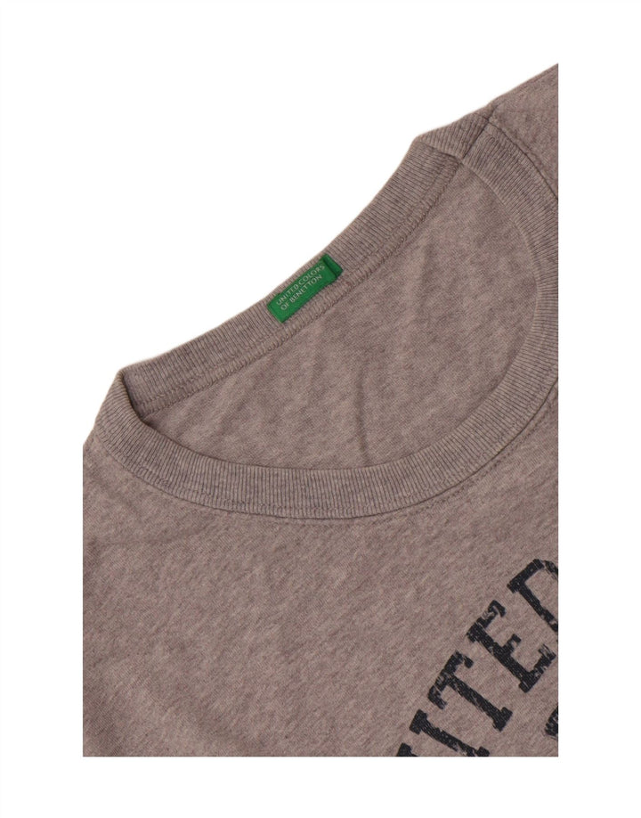 Męski T-shirt z grafiką Benetton, duży, szary, nakrapiany
