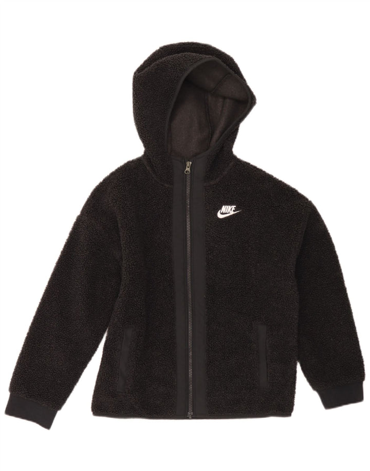 Chłopięca kurtka polarowa z kapturem Nike 10-11 lat, średni czarny poliester