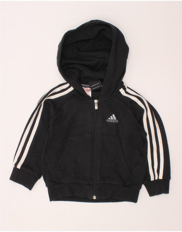 ADIDAS Baby Boys Zip Hoodie Sweater 18-24 Months Black Cotton