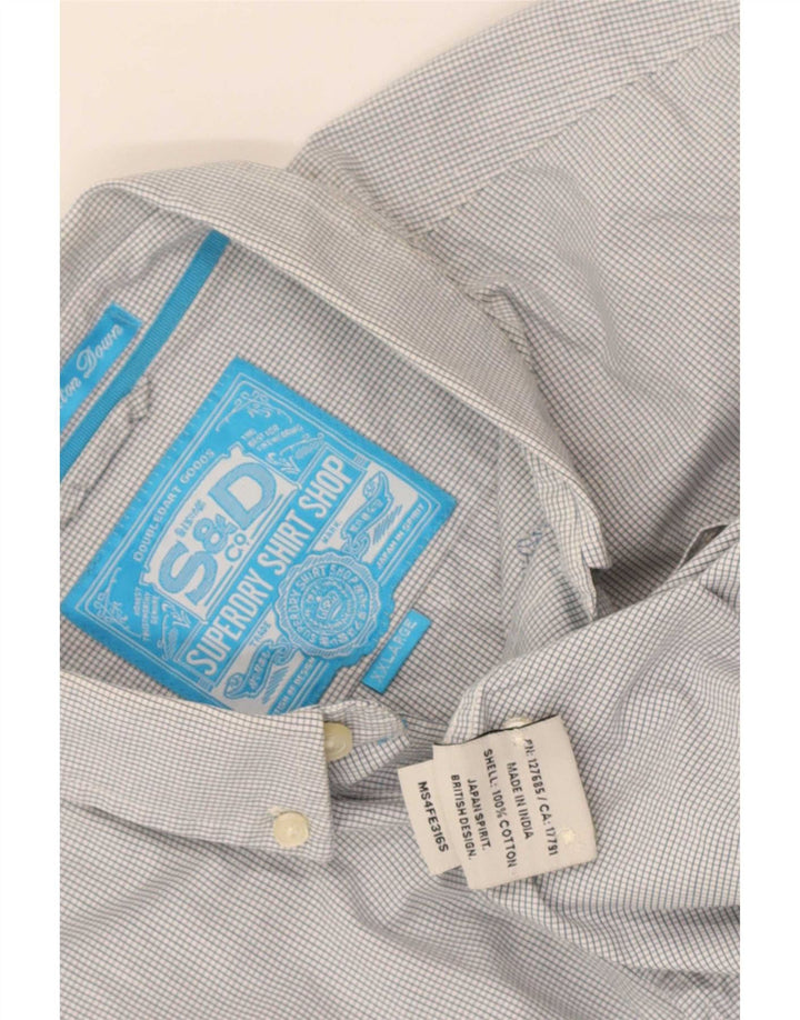 Koszula męska Superdry 2XL, biała bawełniana kratka