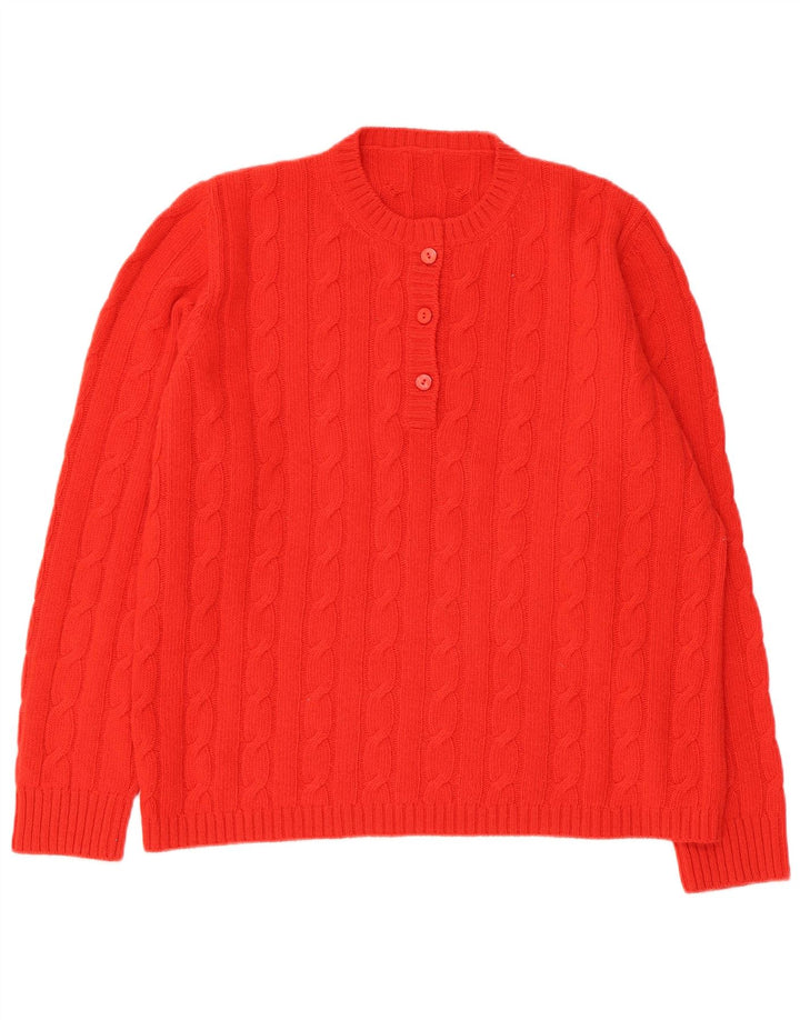 Sweter damski w stylu vintage z okrągłym dekoltem UK 16, duży czerwony