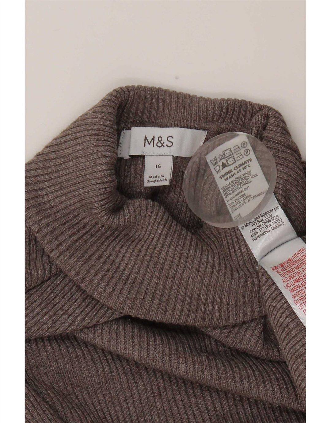 Marks & Spencer Damski top z długim rękawem UK 16, duży, szary, wiskoza