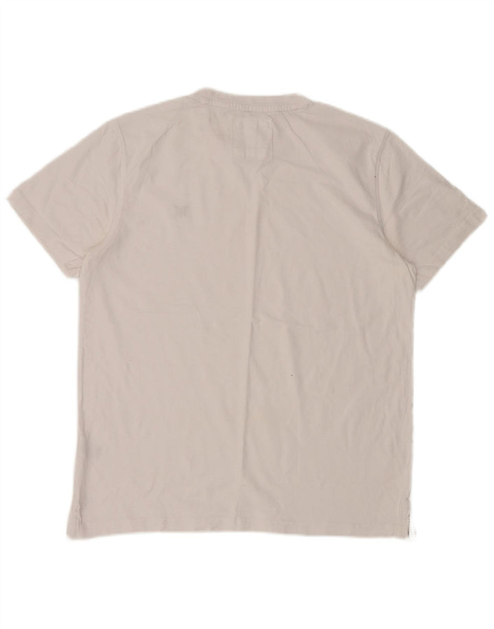 CREW CLOTHING Męski T-shirt Top, duży, biały, bawełniany