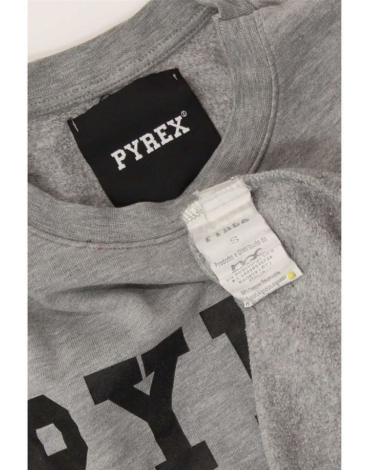 Damska bluza z grafiką Pyrex, UK 10, mała, szara bawełna