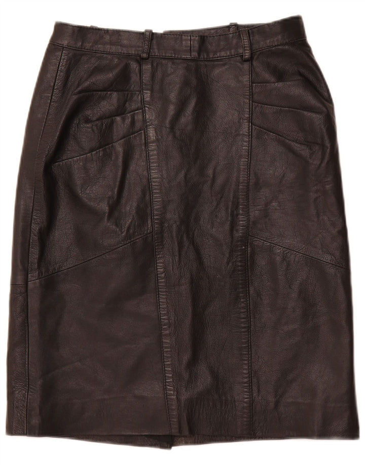VINTAGE Damska skórzana spódnica z wysokim stanem IT 48 XL W28 Czarna skóra