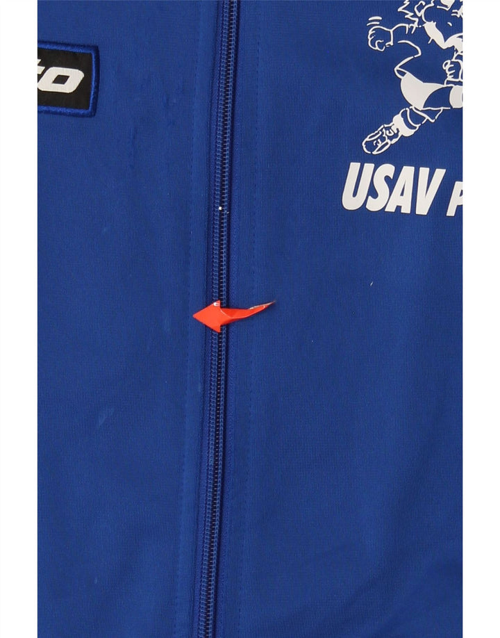 Męska kurtka dresowa Lotto z grafiką, duży niebieski poliester z blokami kolorów